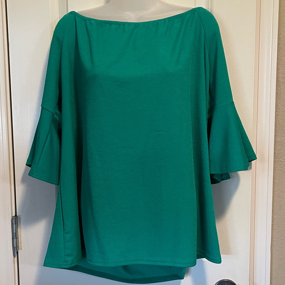 Bare Anthology Teal Off-Shoulder Blouse - Picture 2 of 6